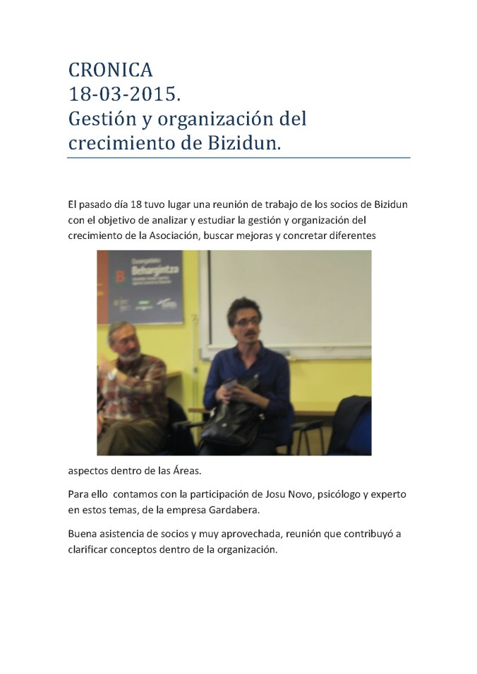 Gestión y organización del crecimiento de Bizidun.