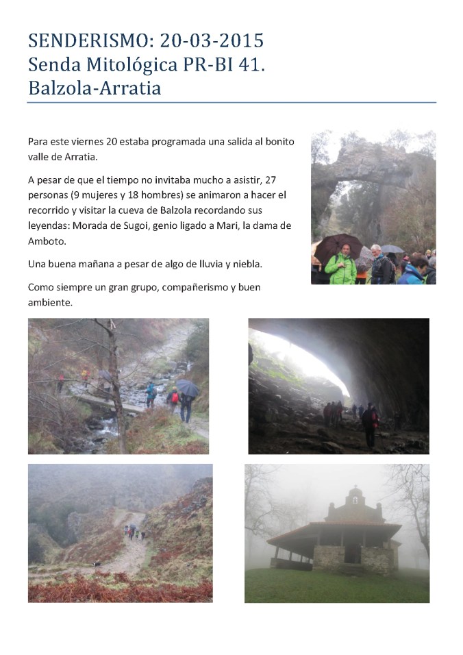 Senderismo: Senda Mitológica PR-BI 41. Balzola-Arratia